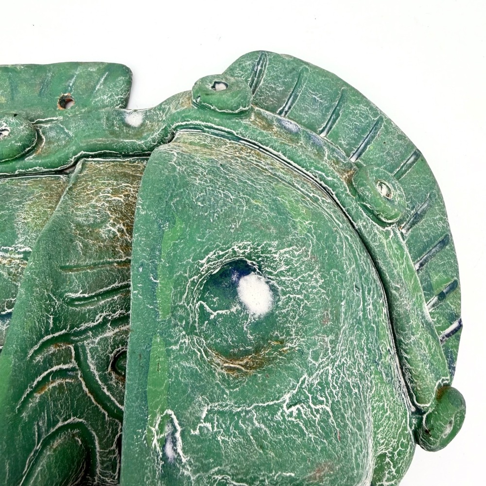Vintage Mesoamerican Triple Death Mask Three Ages of Man Wall Art Green